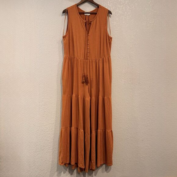 Anthropologie Saturday Sunday Marina Tiered Wide Leg Jumpsuit Sleeveless Size XL - Picture 2 of 12